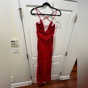 BRAND NEW Red Sequin Strappy Gown